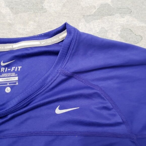 Nike Running Top Womens Large Blue Dri-Fit Short Sleeve - Picture 5 of 5